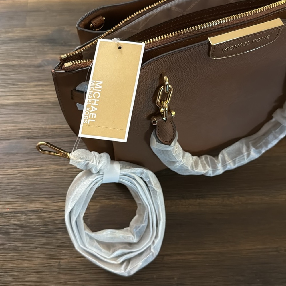 Michael Kors Rochelle Cognac Brown Large Saffiano Leather Bag NWT - Picture 7 of 16
